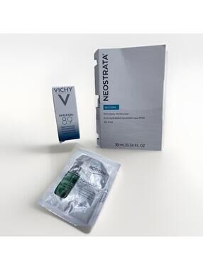 Neostrata daily moisturizer,Vichy daily booster, Biotherm glow serum Minis